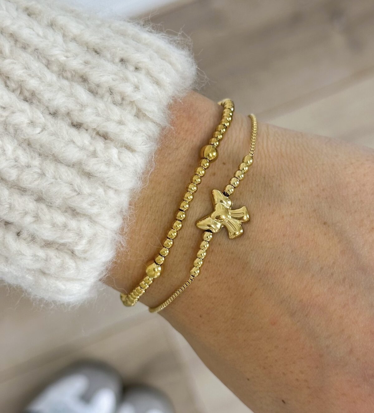 Armband strikje A010 Goud - Afbeelding 2