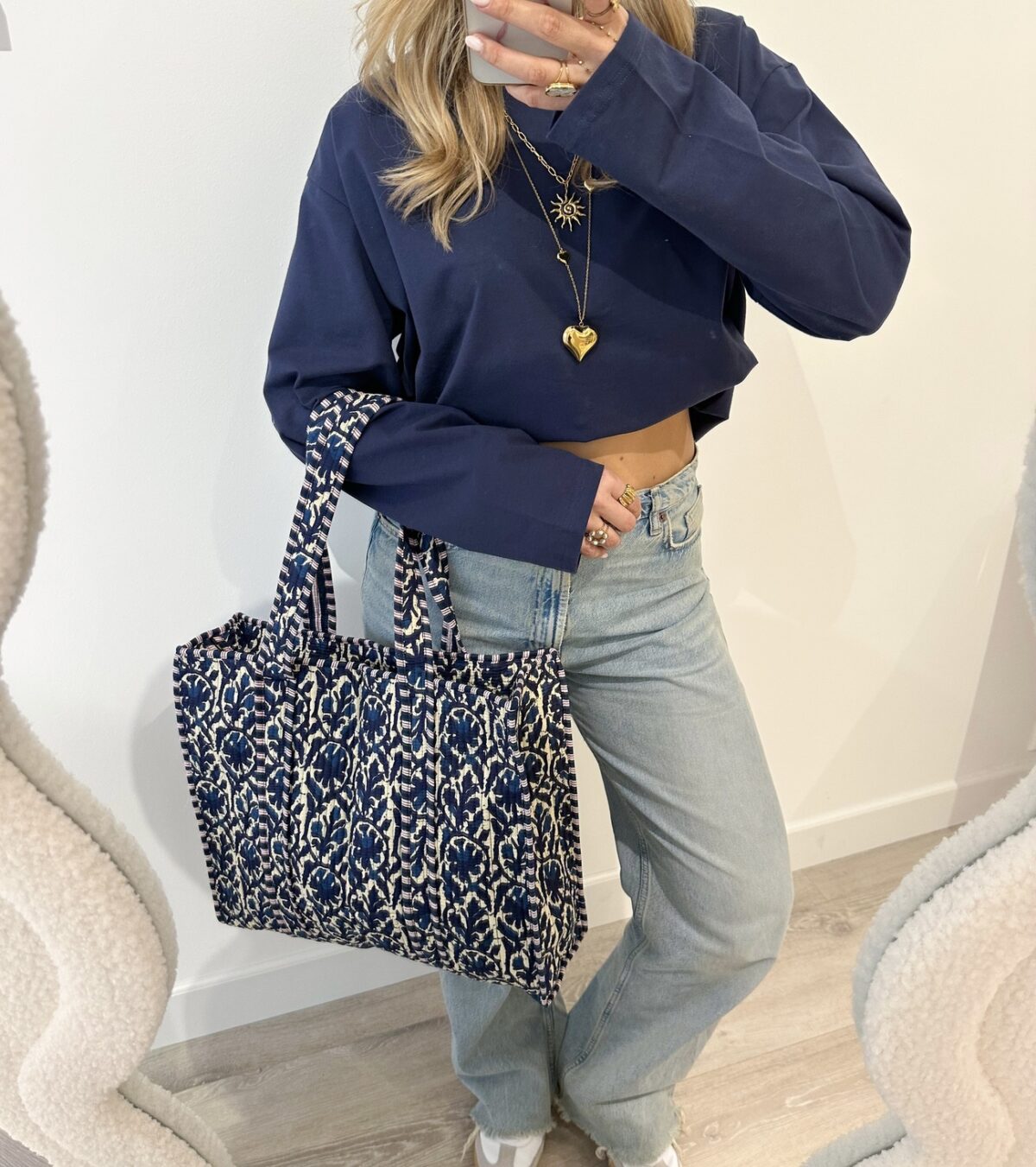 Shopper/Strandtas Mila Navy - Afbeelding 3