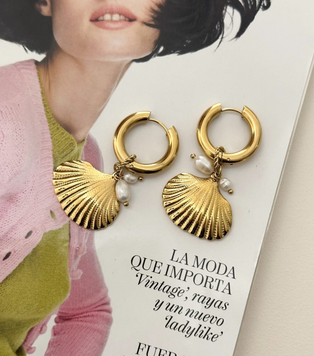 Oorbellen schelp O219 Goud - Afbeelding 2