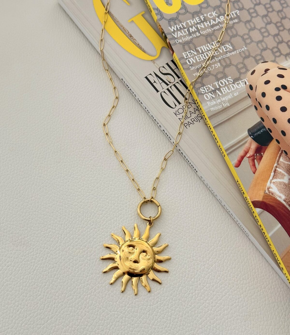 Long Sun Necklace K056 Goud - Afbeelding 2