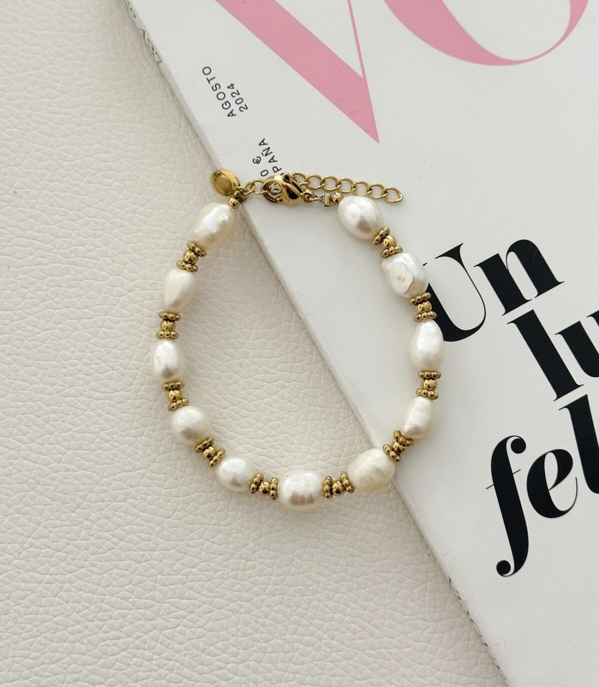 Armband parels A077 Goud