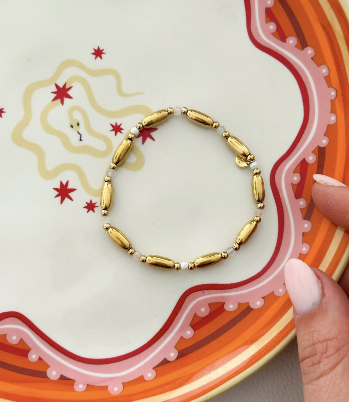 Armband A083 Goud/Wit