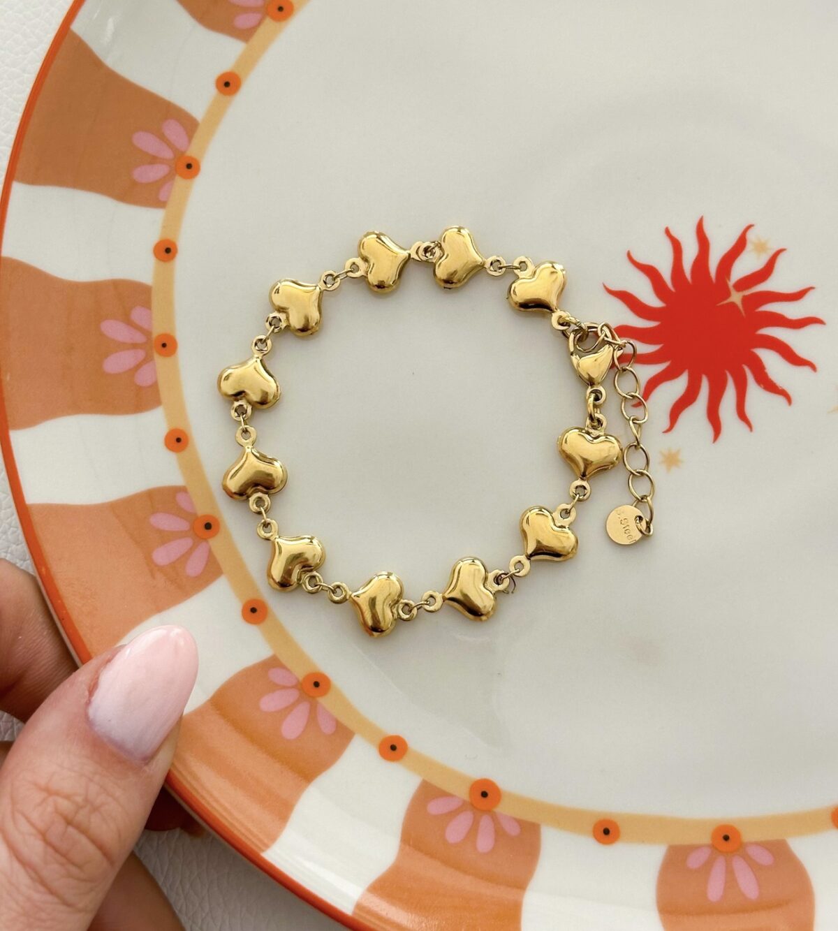 Armband hartjes A074 Goud