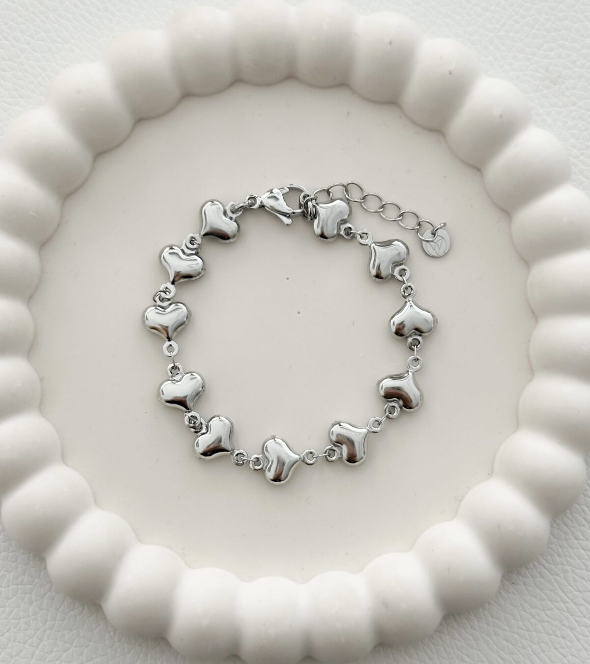 Armband hartjes A074 Zilver