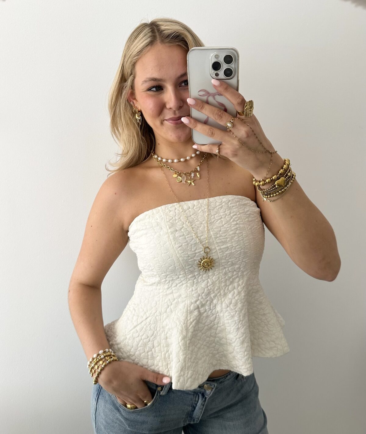 Long Sun Necklace K056 Goud - Afbeelding 3