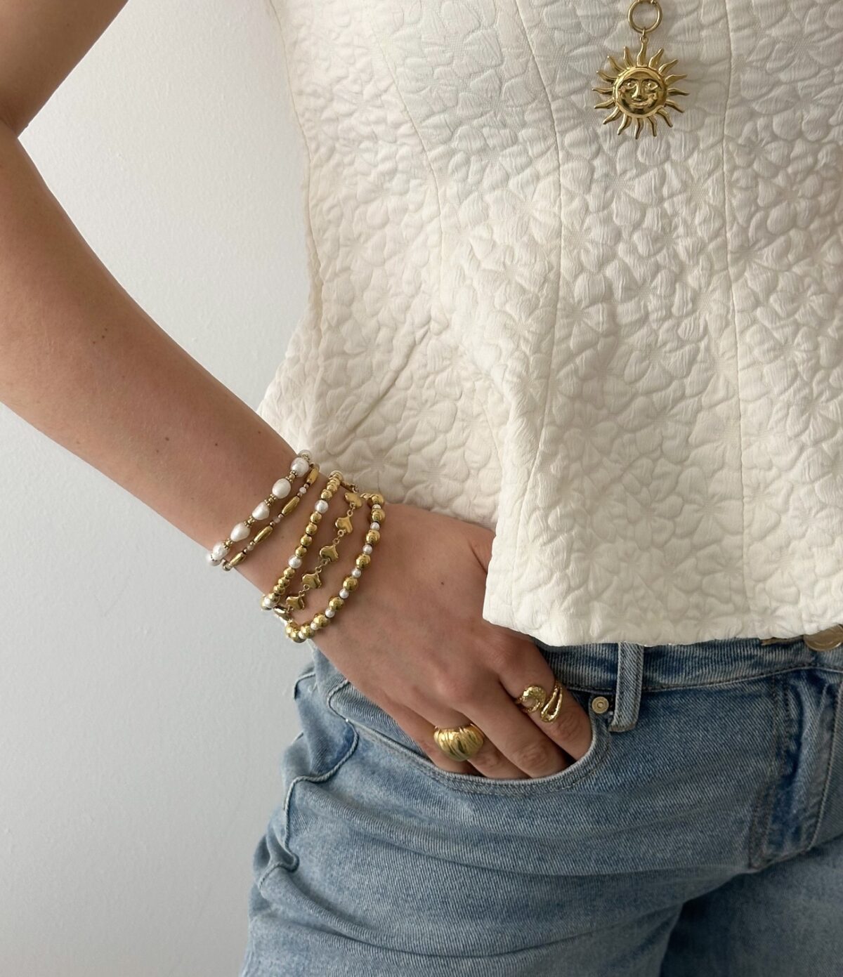 Armband hartjes A074 Goud - Afbeelding 2