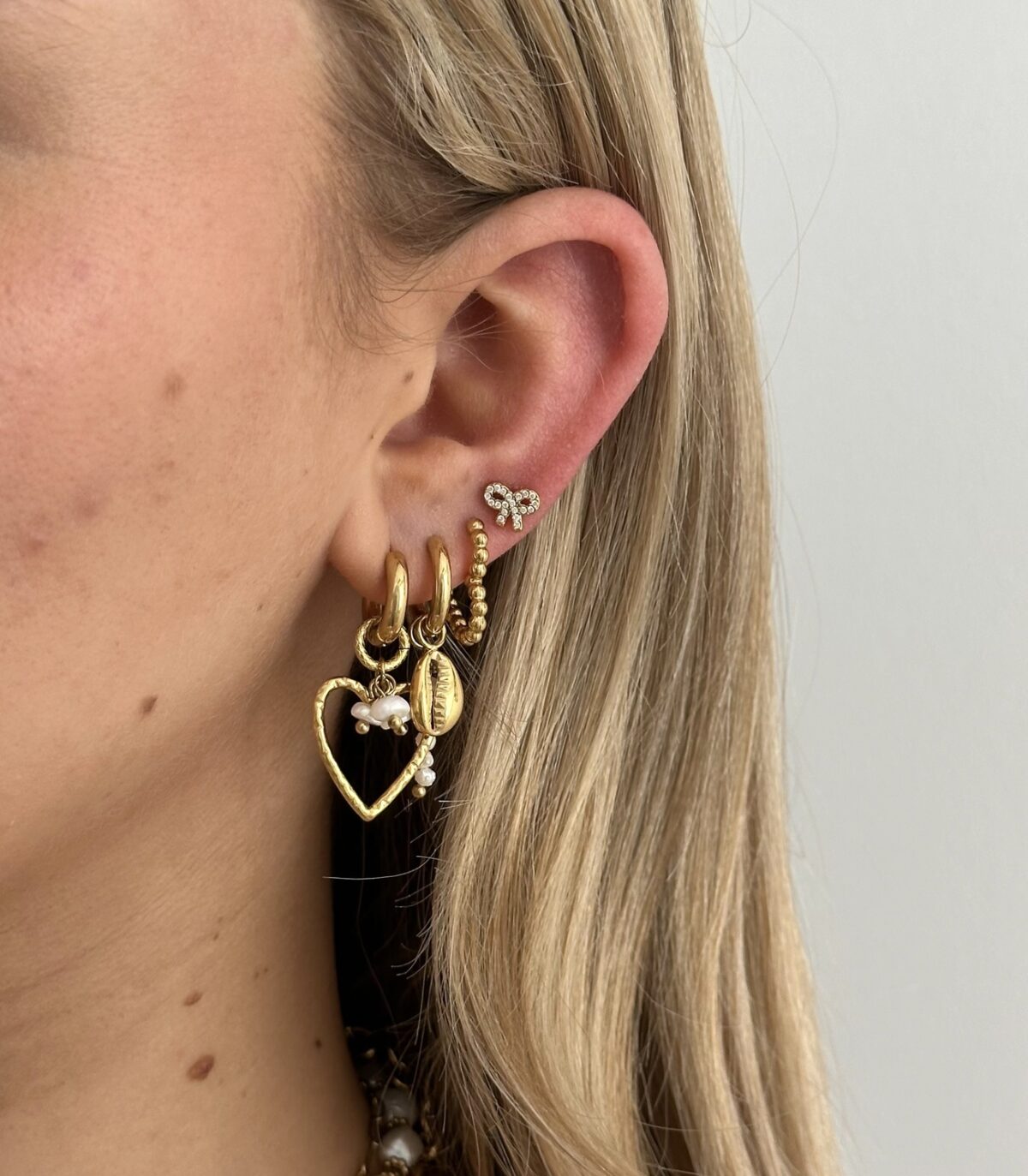 Oorbellen heart O222 Goud - Afbeelding 2