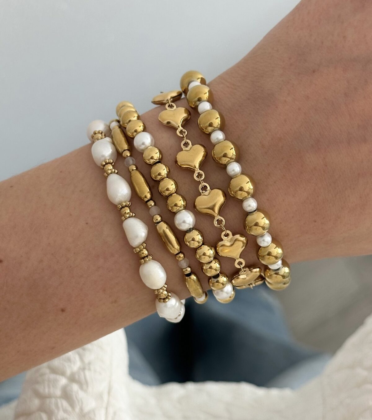 Armband hartjes A074 Goud - Afbeelding 4