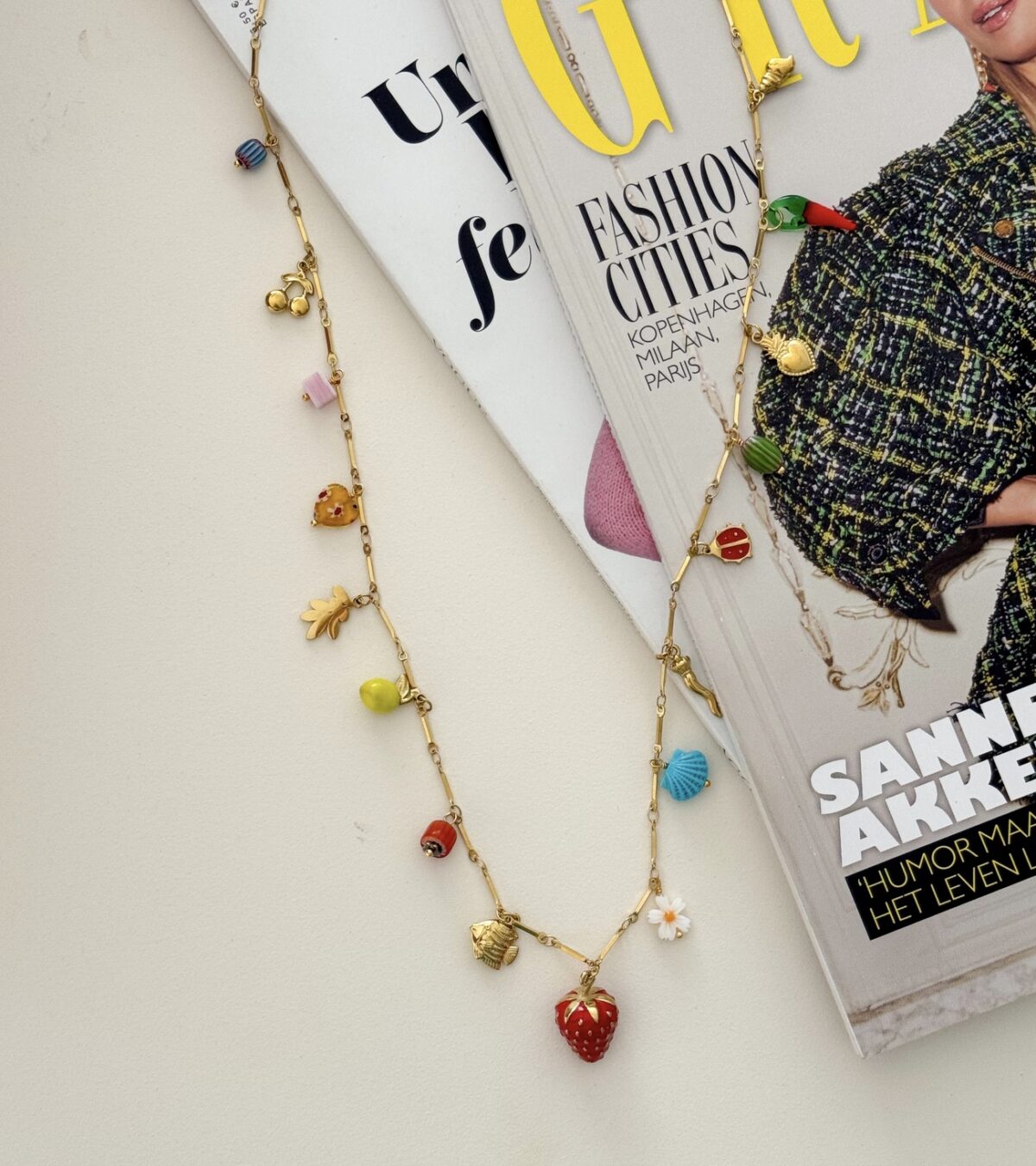 Ketting Bedels K108 Goud/Kleurtjes - Afbeelding 3