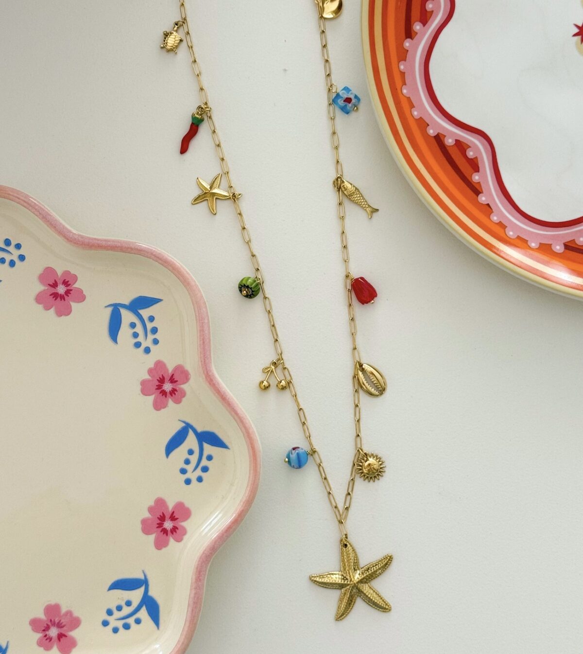 Ketting Bedels K012 Goud/Kleurtjes - Afbeelding 2