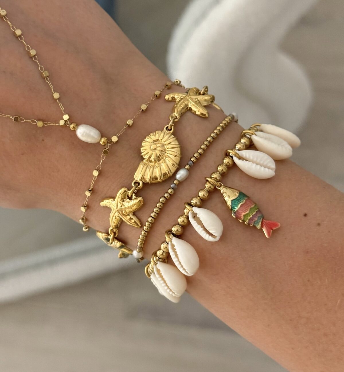 Armband Schelpjes A092 Goud - Afbeelding 4