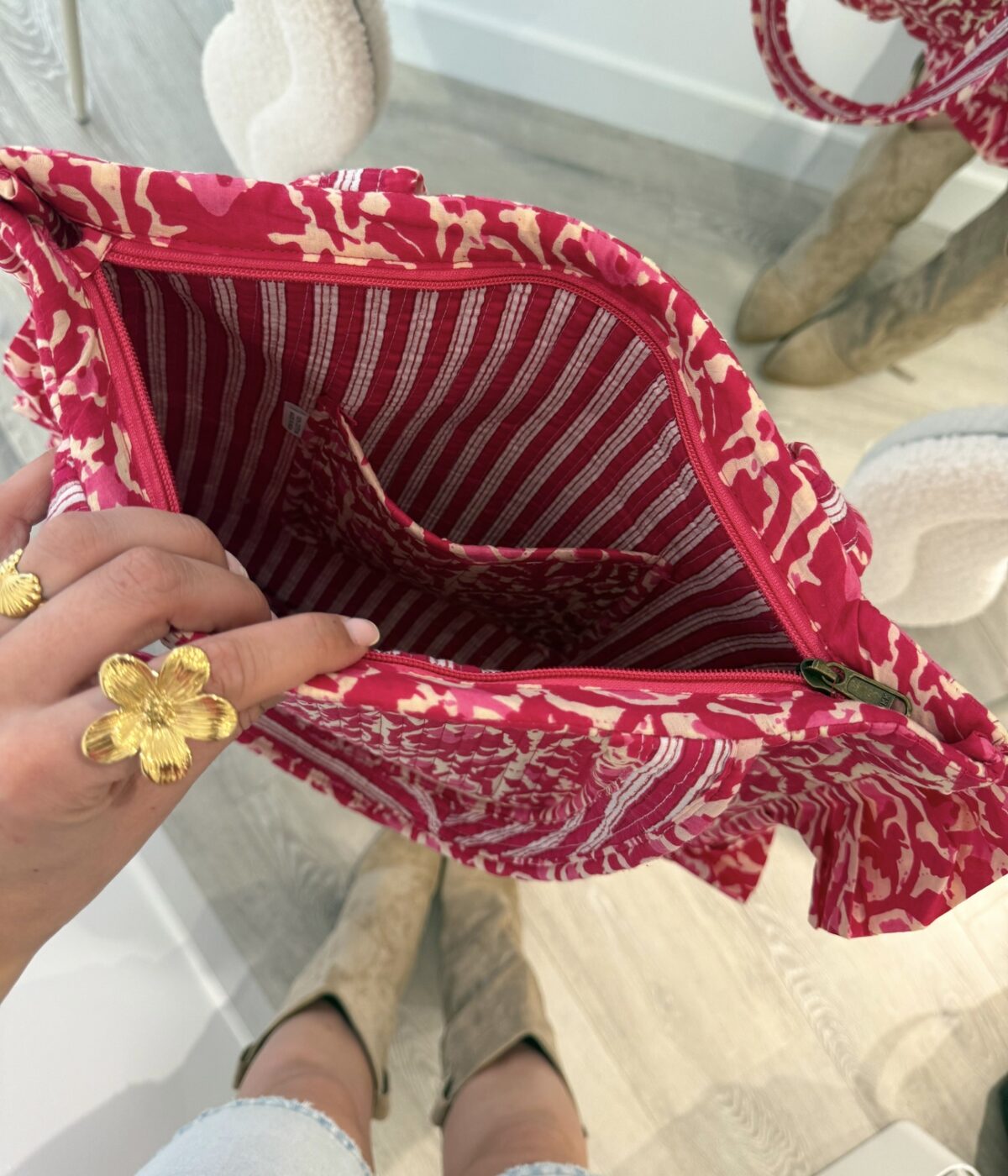 Shopper/Strandtas Ruffle Elisa Roze - Afbeelding 2