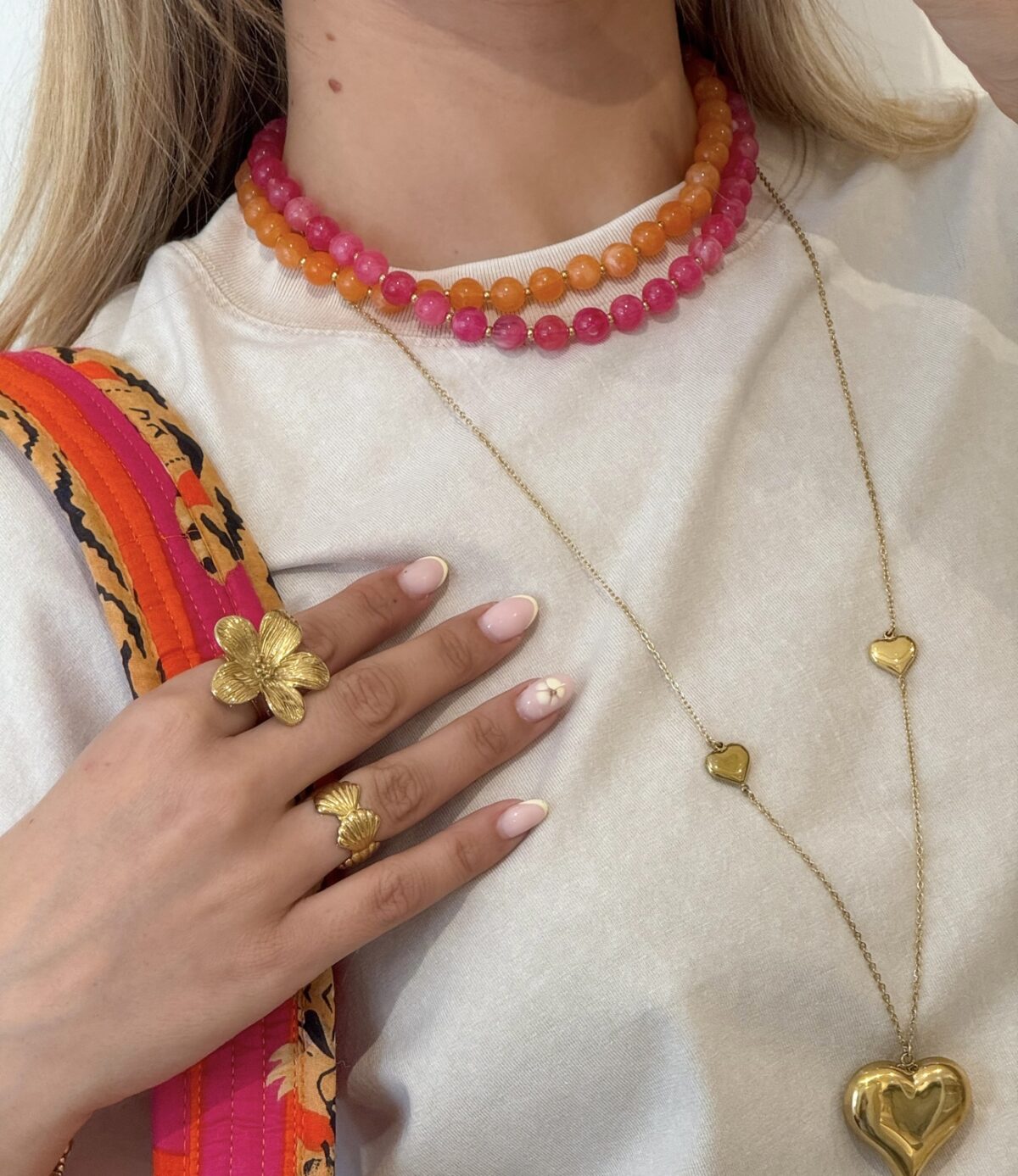 Kralen ketting K089 Fuchsia - Afbeelding 2