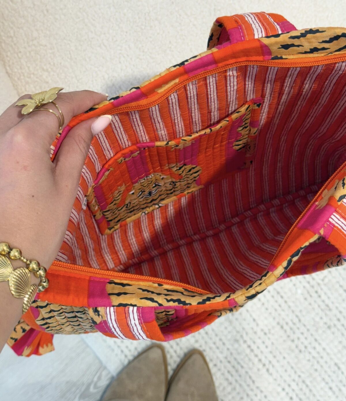 Shopper/Strandtas Ruffle Puck Oranje - Afbeelding 3
