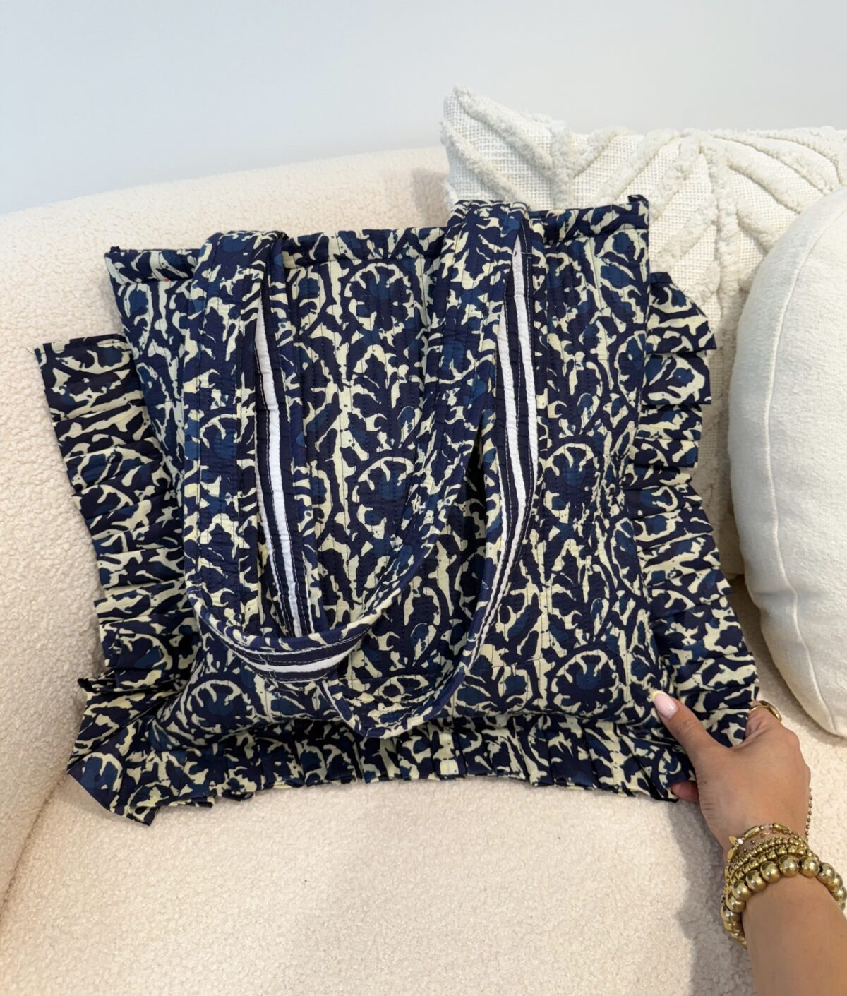 Shopper/Strandtas Ruffle Benthe Blauw - Afbeelding 4