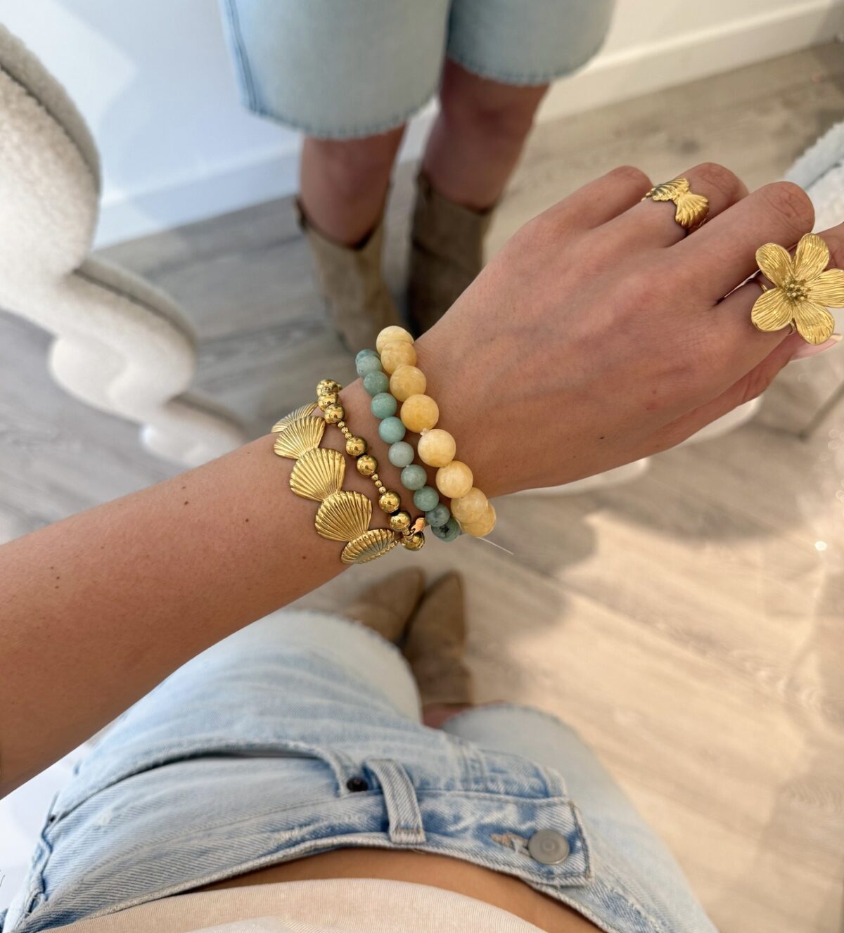Kralen armband A088 Geel - Afbeelding 3