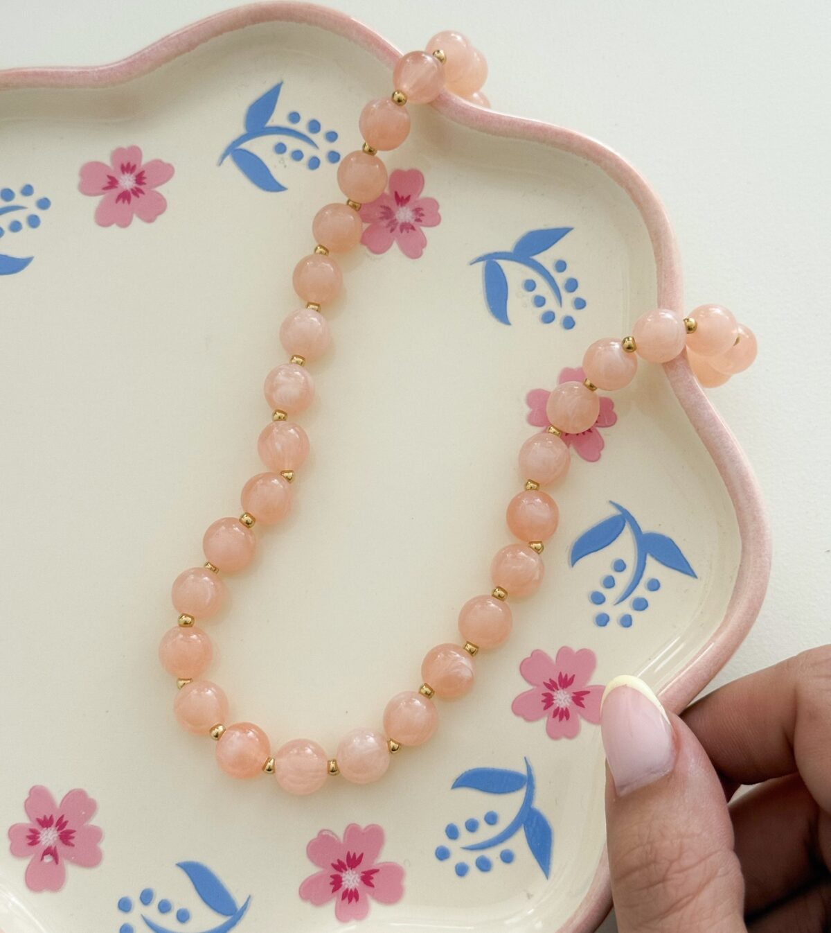 Kralen ketting K089 Licht Roze