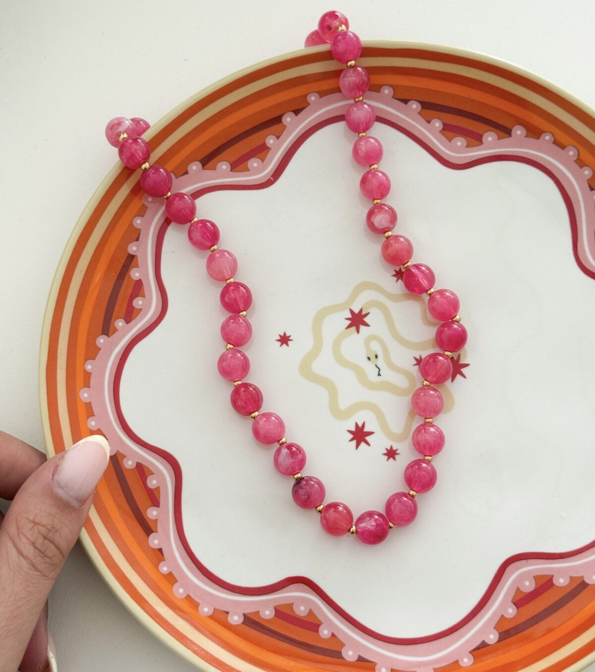 Kralen ketting K089 Fuchsia