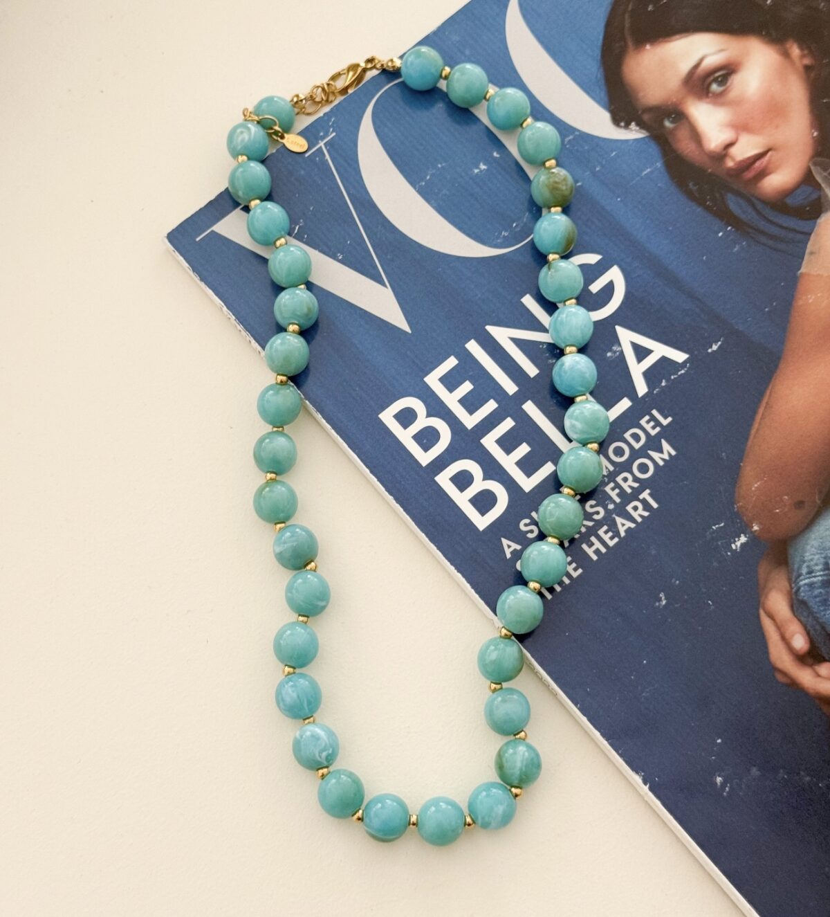 Kralen ketting K089 Turquoise - Afbeelding 2