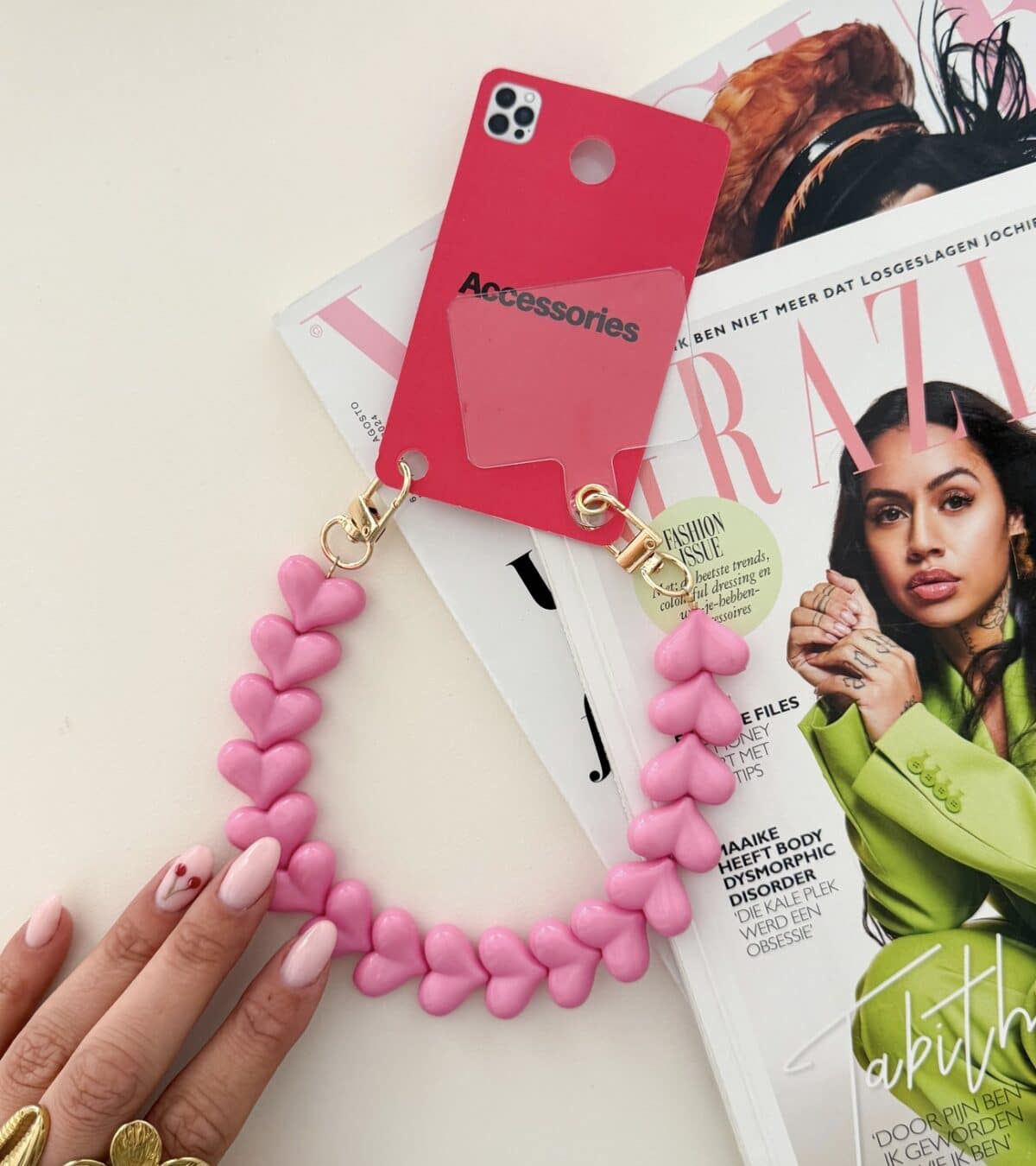 Hartjes Phone Cord Roze 02 - Afbeelding 2