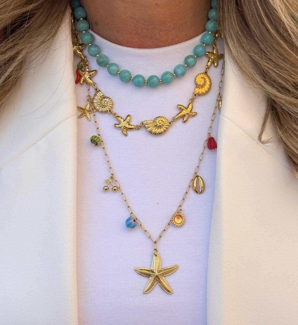 Ketting Bedels K012 Goud/Kleurtjes