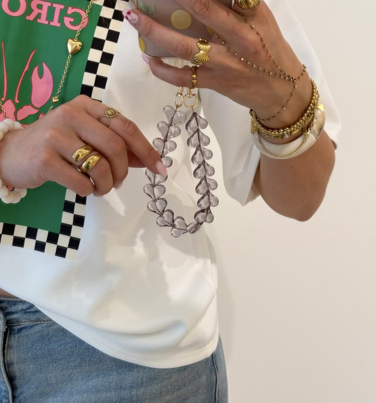 Phone Cord Heart Grijs 03